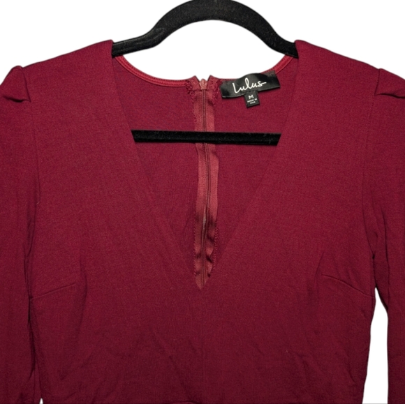 Lulus Red Long Sleeve Deep V-Neck Dress ❤️✨ - Picture 7 of 13